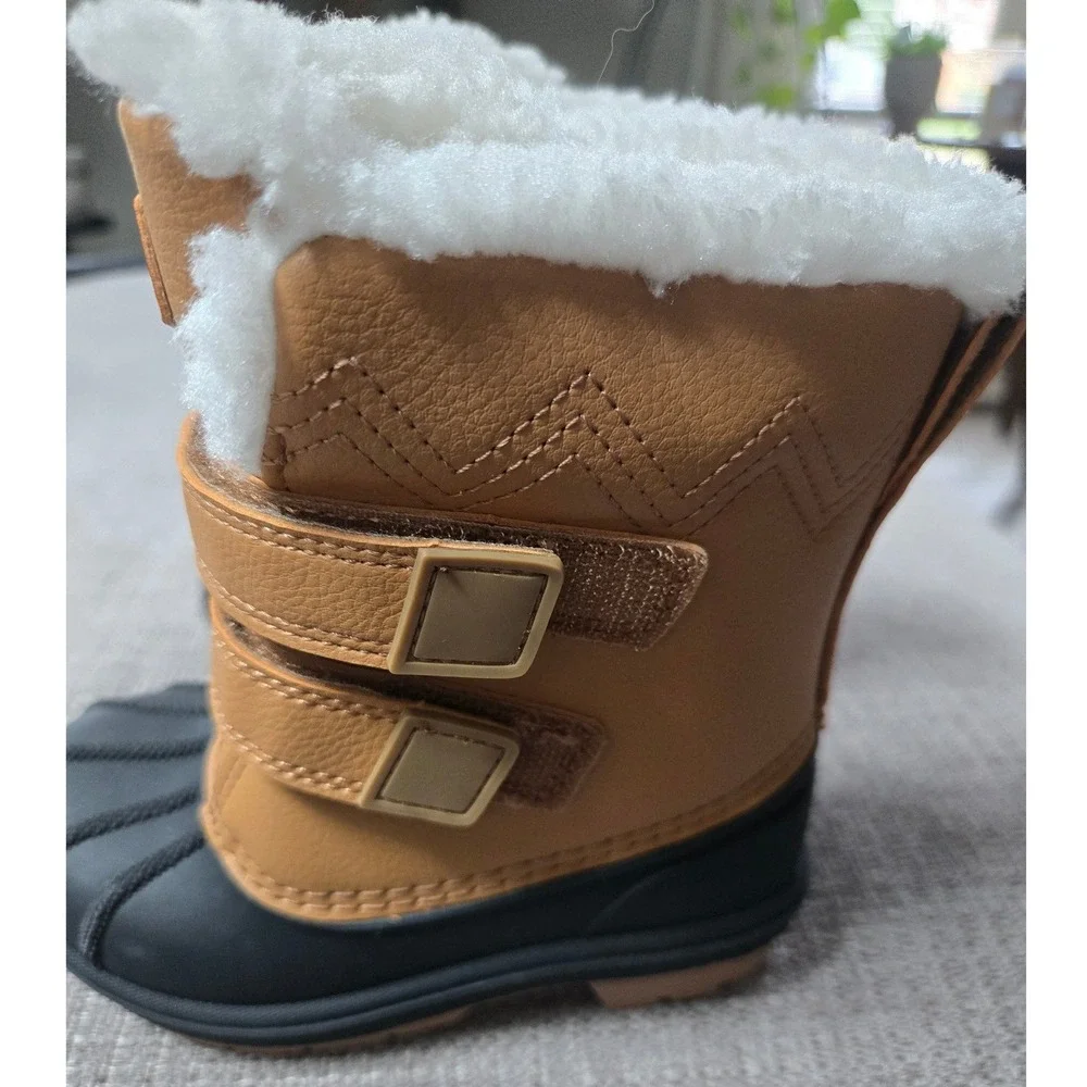 Cat & Jack Denver Cognac Brown Kids Winter Duck Boots Waterproof Size 7 NEW